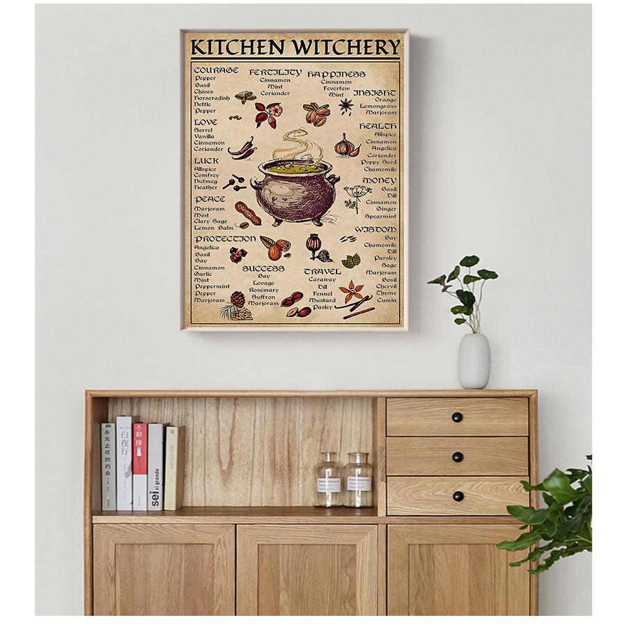 Funny Posters Prints Decoration Canvas Wall Pictures Home Decor Witches Magic Knowledge Art Painting Gifts Kitchen Witchery