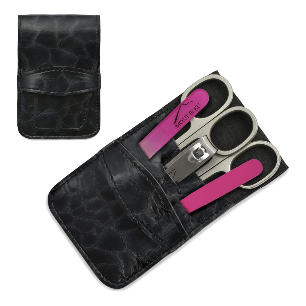 Mont Bleu 5-piece Manicure Set In Faux Leather Case