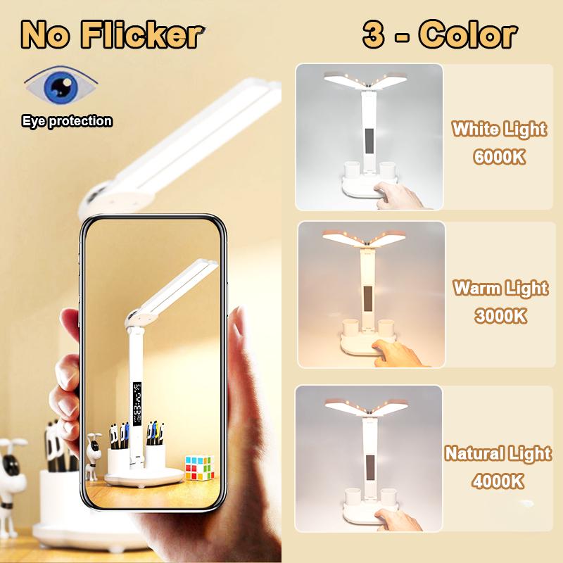 Светодиодная настольная лампа, 3 уровня, сенсорный ночник с регулируемой яркостью, USB перезаряжаемая защита глаз, складная настольная лампа для спальни, прикроватная тумбочка