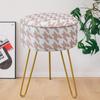 Vanity Stool Chair Round Ice Silk Fabric Ottoman Foot Rest for Makeup Room Living Room Bedroom