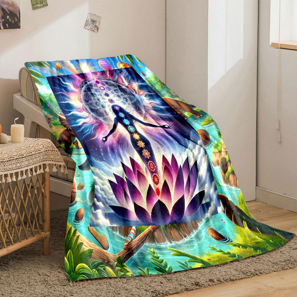 Chakra Meditation Lotus Blanket bedroom Blanket for Livingroom Couch lunch break Soft throw for Friend's festival Gift