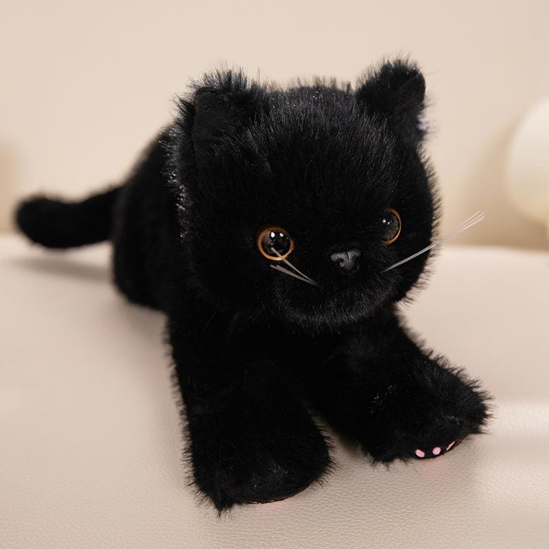 New 40/53cm Black Lying Cat Plush Toys Soft Simulated Cat Plushie Dolls Stuffed Animal Lovely Birthday Gift