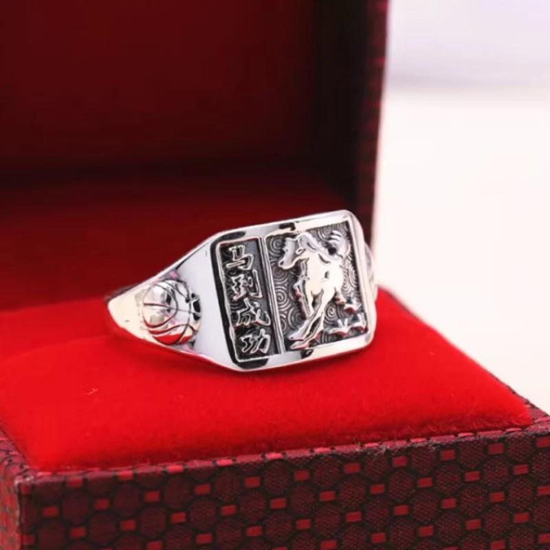 Оригинальный дизайн Fuzi китайский иероглиф стиль широкий тираж агрессивные и щедрые квадратные мужские кольца банкетные украшения
