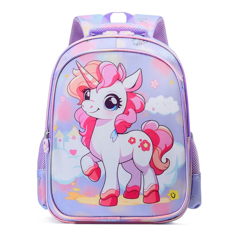 Children'S School Bag Cartoon Pony Print Boys And Girls Backpack 3--6 Years Old Kindergarten Small Class Eggshell Backpack