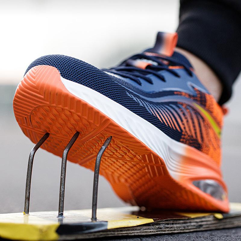 Fashion Safety Shoes Men Puncture-Proof Work Sneakers Men Air Cushion Protective Shoes Breathable Non-Slip Work Shoes Security