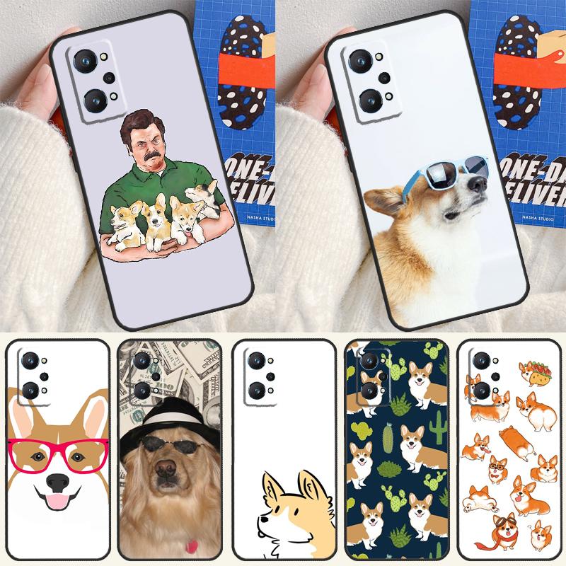 Cartoon Corgi Dog For Realme C55 C67 C61 C75 C53 C51 C21Y C25S GT 6 6T 5 GT7 Pro 10 11 12 13 14 Pro Plus Case