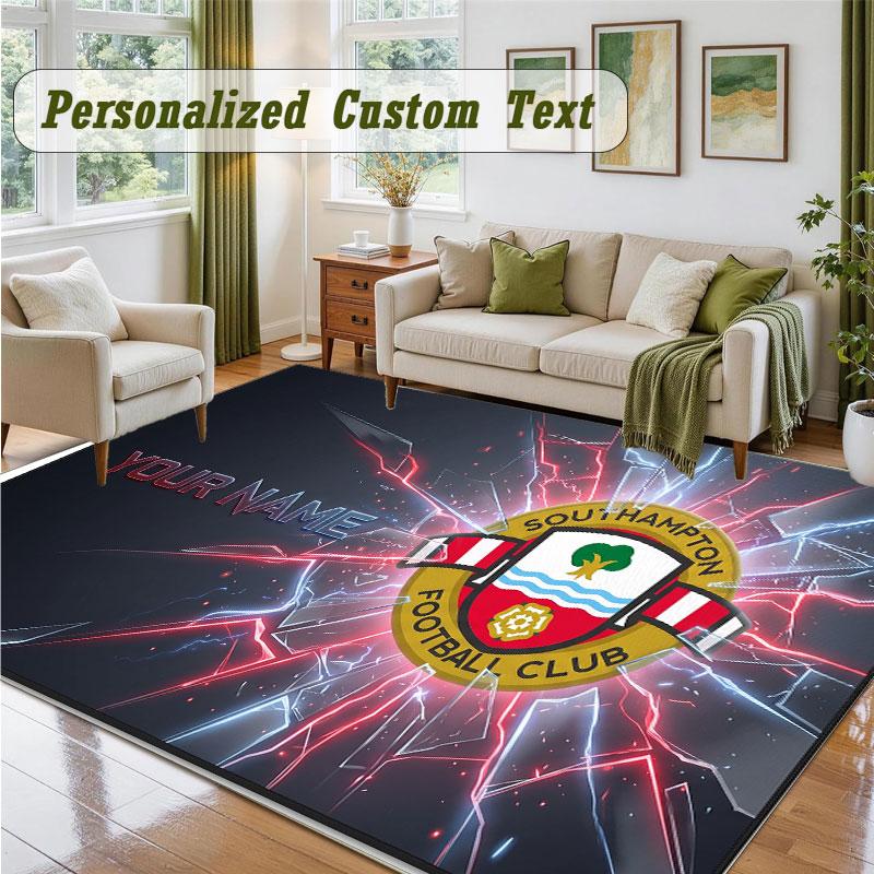 Crystal Velvet Square Rug Custom NameSouthampton FC Pattern Non Slip Home Floor Decor Rug