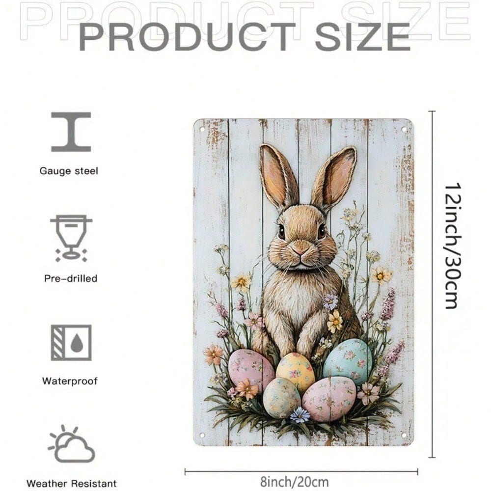 Vintage Rabbit Metal Sign D Easter Bunny Cute Animal Wall Art Spring Country Home Farmhouse Rustic Decoration