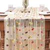 Colorful Flower Lace Tulle Runner Embroidery Daisy Floral Table Cover  for Bridal Shower