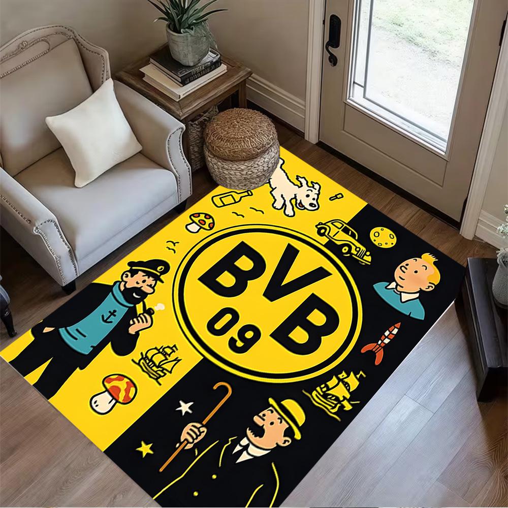 Bvb Splatter Art Floor Rug Office Rug Perfect for Study room Playrooms Entryway Balcony Anti-slip Rug Office home decor
