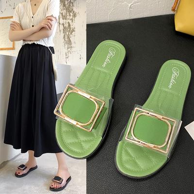 Модные женские новые шлепанцы Летние сандалии с боковой пряжкой Модные универсальные пляжные туфли Вьетнамки Сандалии и шлепанцы на мягкой подошве