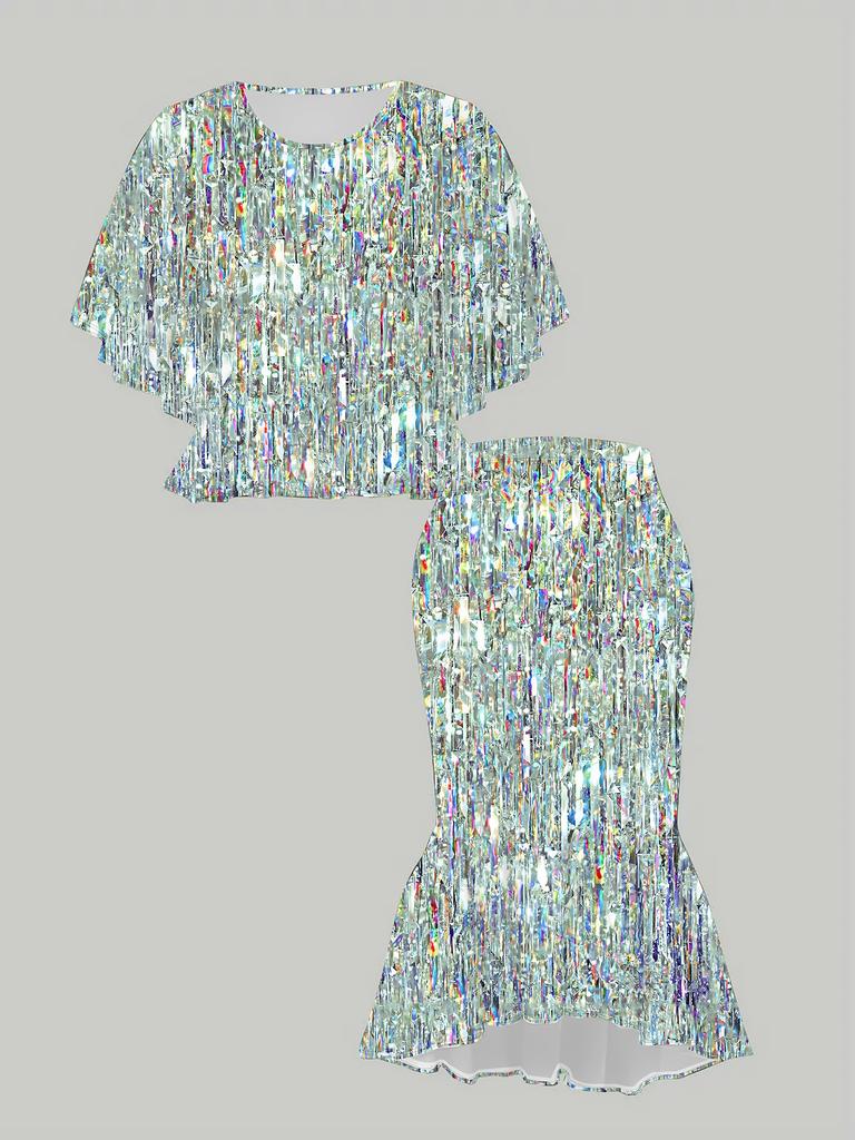 Женский принт «Классический тотем», напечатанный на 3D-принтере, модный, большого размера, элегантный, универсальный для всех сезонов. Футболка, Юбка и Комплект