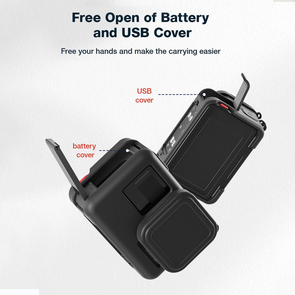 aMagisn AC19 Silicone Camera Protectiv Kit Camera Protector Case + Lense Cover + 2 Straps Compatible with Insta 360 Ace