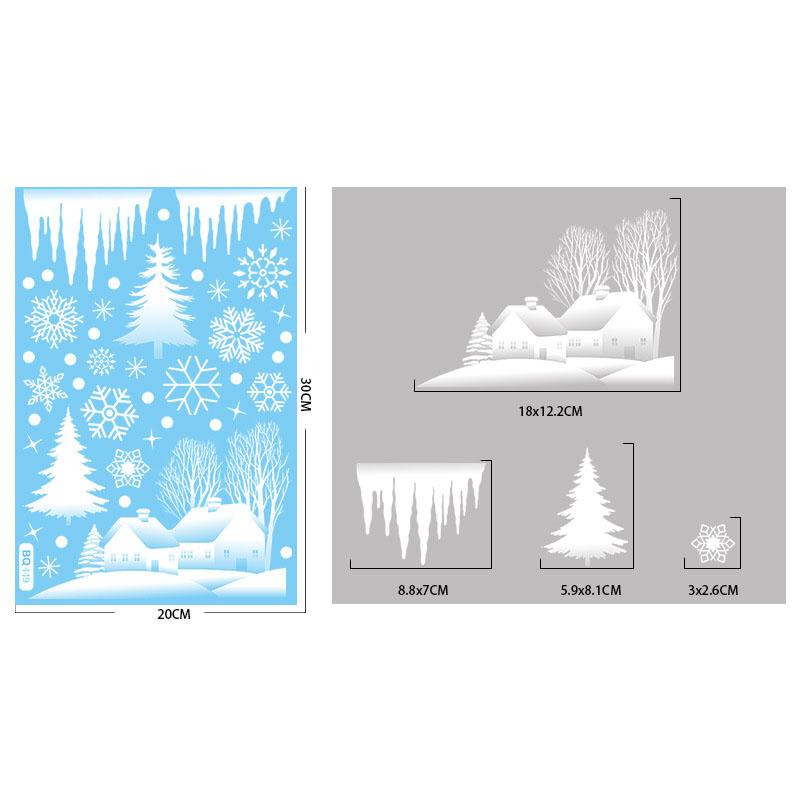 Christmas Winter Snowflake Stickers Santa Claus Xmas Tree Branch Window Glass Sticker Merry Christmas Decor Happy New Year
