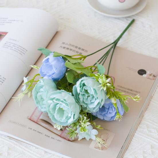 Букет искусственных пионов 5 головок реалистичные искусственные шелковые цветы свадебная вечеринка дом