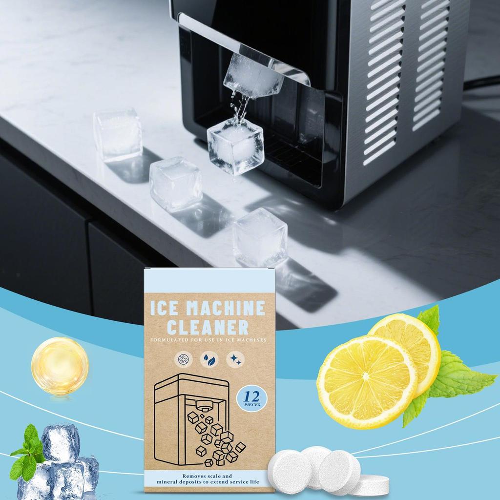 Таблетки для очистки льдогенератора 12 штук Таблетки для очистки льдогенератора Мощное средство для удаления накипи Для дома, бара, ресторана, отеля, магазина