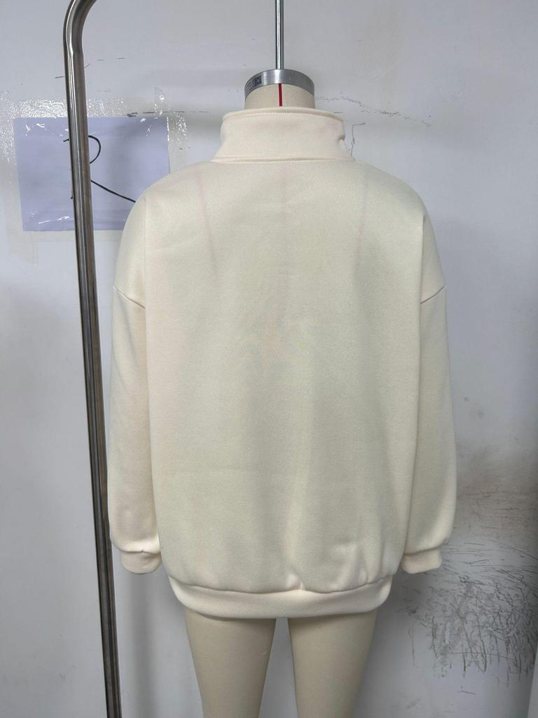 Свитшот с принтом и полумолнией 2023 года осень/зима — повседневный и универсальный, европейский и американский стиль