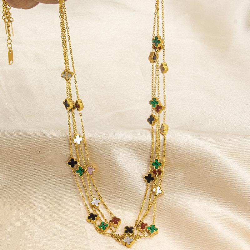 7mm Lucky Four Leaf Clover Bracelet Double Sided Natural Shell Compact Light Luxury Fashion Simple Five Flower Bracelet