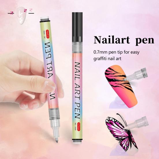 Nail Art Pen Set DIY Plastic Paint Markers for Gel Nails 0.7mm Tip Doodle Drawing Pens Gift for Beginners And Professionals