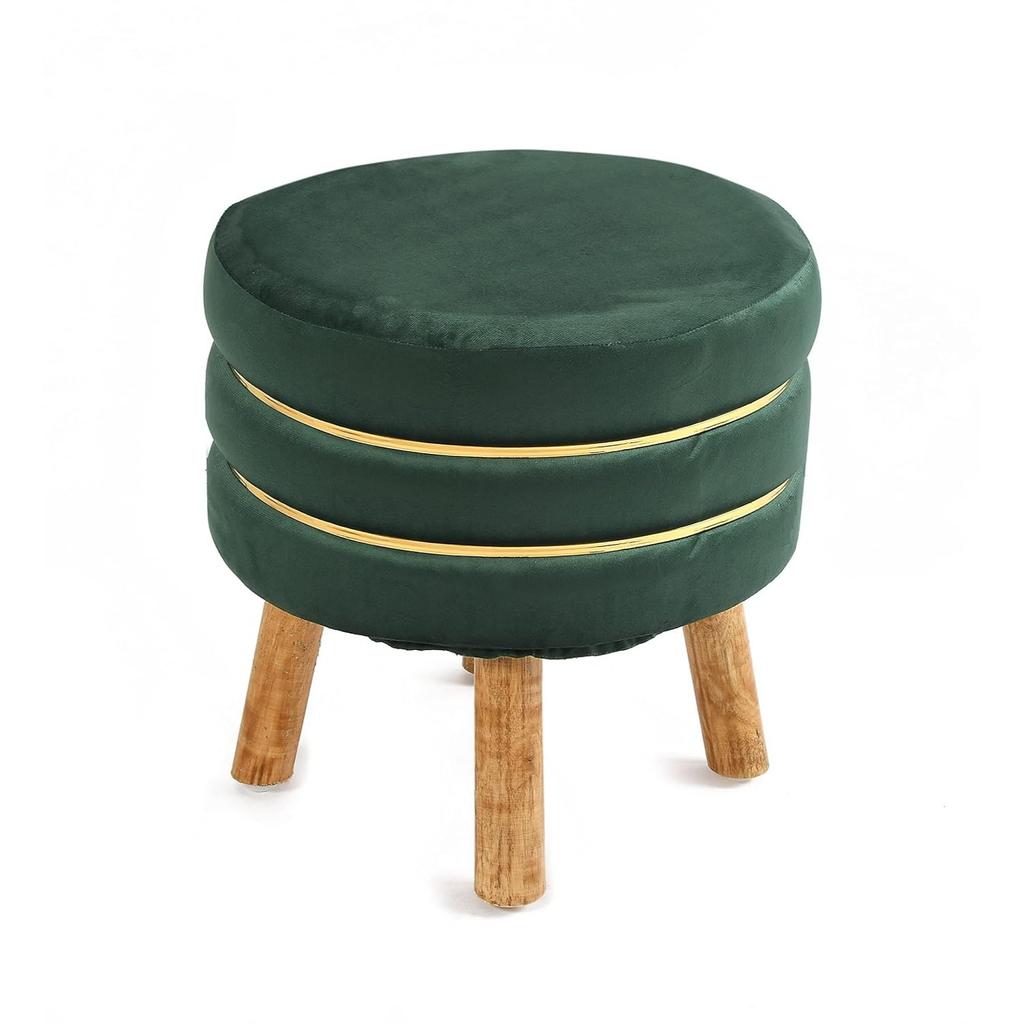 Living Room Set of 2 Sitting Ottoman Foam Cushioned Puffy for Foot Rest Home Furniture with 4 Wooden Legs Velvet Stool for Office Home Decor, 16 Inch