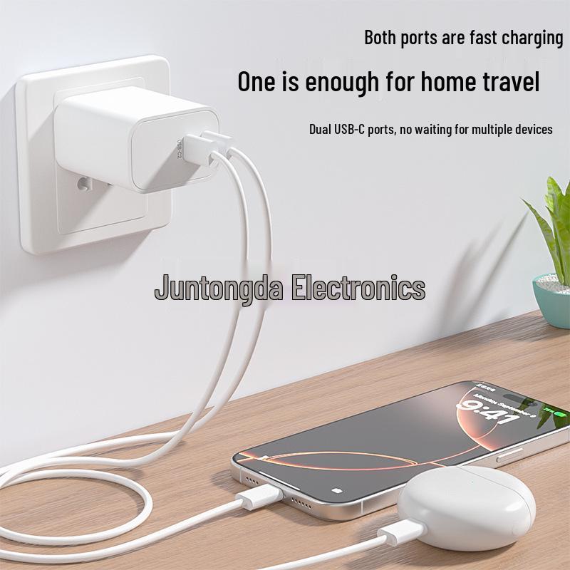 Быстрое зарядное устройство PD 20 Вт с двумя портами USB-C для устройств Apple и Samsung