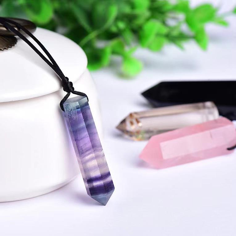 Natural Healing Crystal Tower With Chain Natural Mixed Quartz Crystal Point Pendant for Gift
