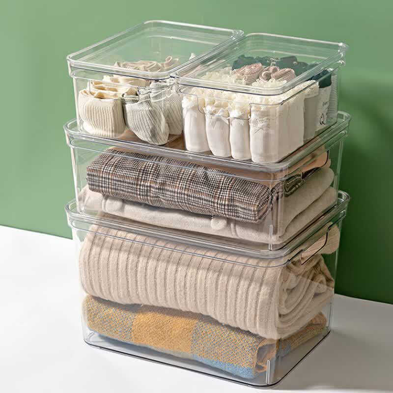 HAISIDIKE Clear Plastic Dustproof Storage Box with Lid and Handle