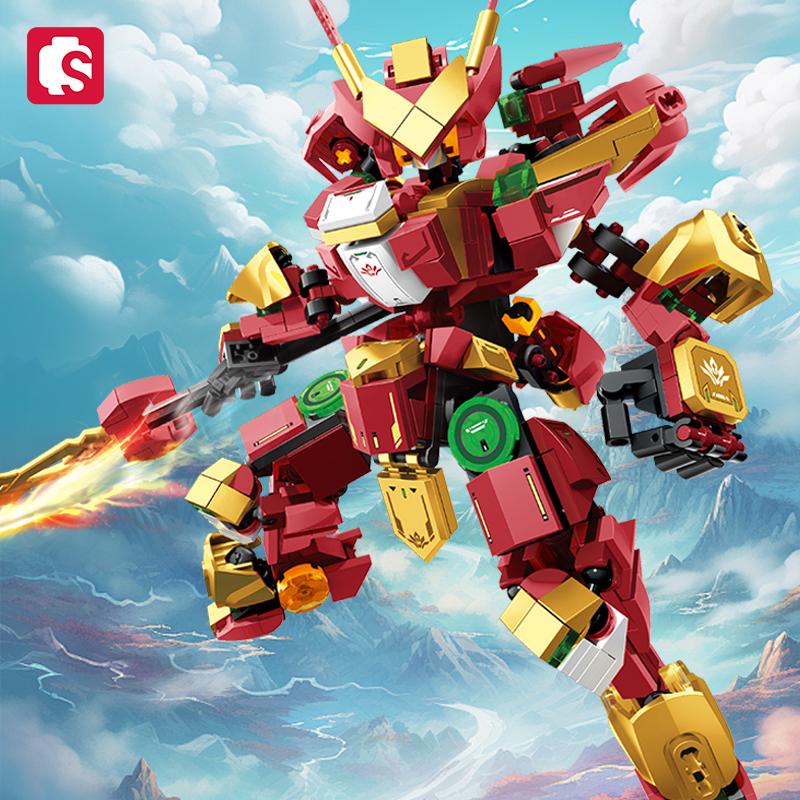 SEMBO BLOCK  Mechanic Series NeZha Transforming Mecha  Building Blocks  MOC Classic cartoon Movie Model Assembly Bricks Boy Toy