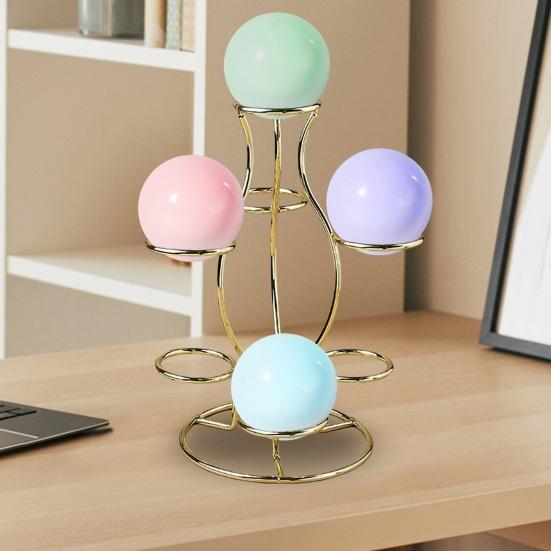 Sphere Metal Display Stand 7 Faux Crystal Ball Decorative Glass Fortune Ball Globe Stone Show Holder Organizer Rack Home Office Desktop Decoration