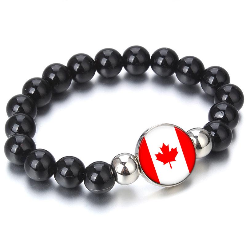 287 Countries National Flag Snap Button Elastic Band Beads Country Flag Independence Day Bead Jewelry Beaded Bracelet