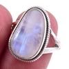Natural Rainbow Moon Stone Gemstone Handmade 925 Sterling Silver Ring S.8 O3r57