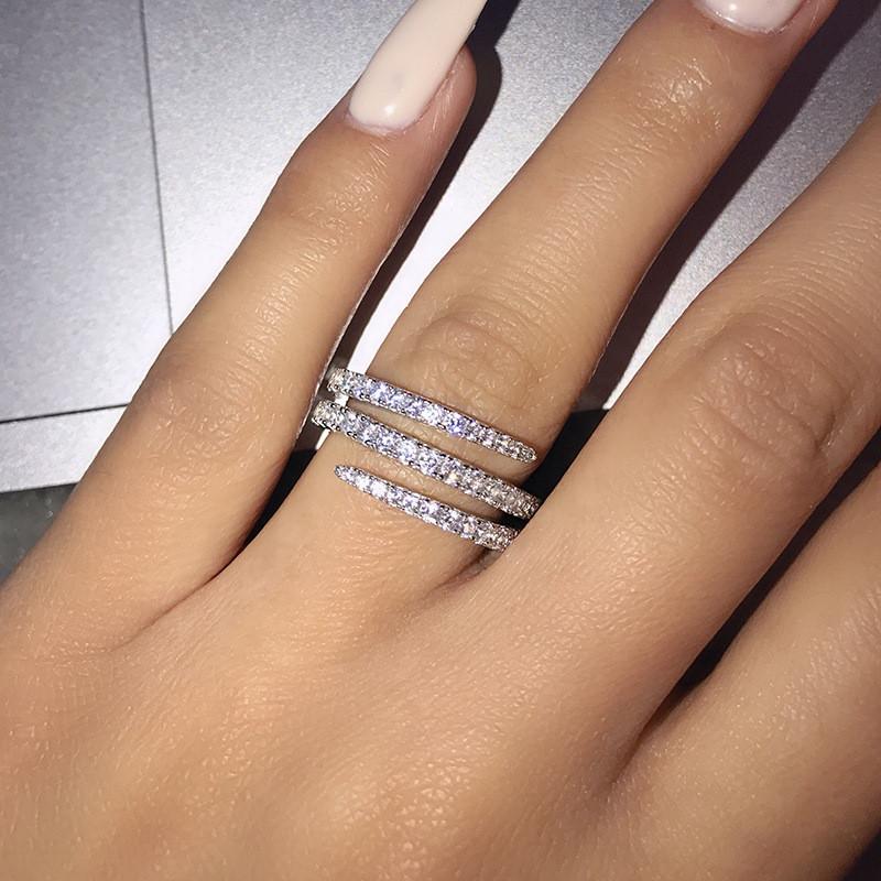 CopperFashion Surround Shaped Finger Rings for Women Shiny Crystal CZ Stone Party Bridal Rings Statement Jewelry
