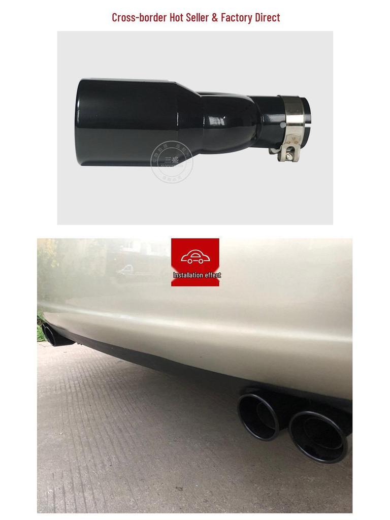 Dual Outlet Stainless Steel Exhaust Pipe - Available In Bright Black and Silver, Compatible with Various Car Models