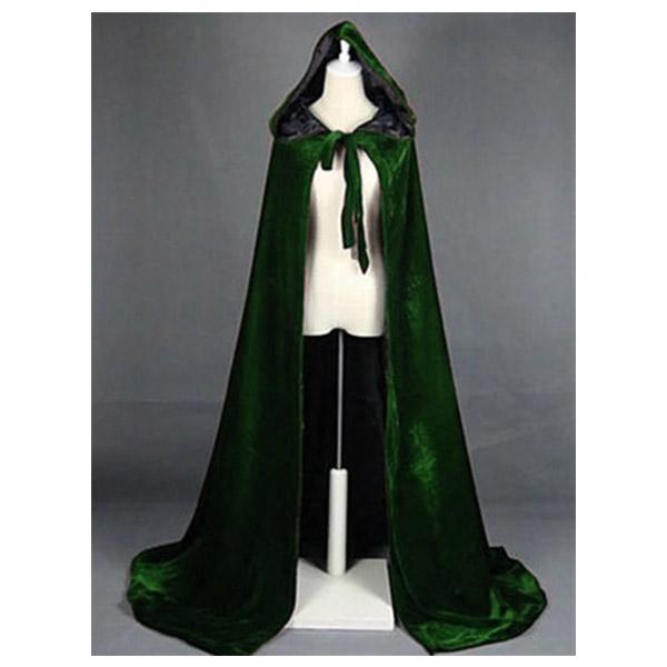 Hooded Cape Reversible Velvet Cloak Lined with Satin Medieval Halloween Christmas Cosplay Costume