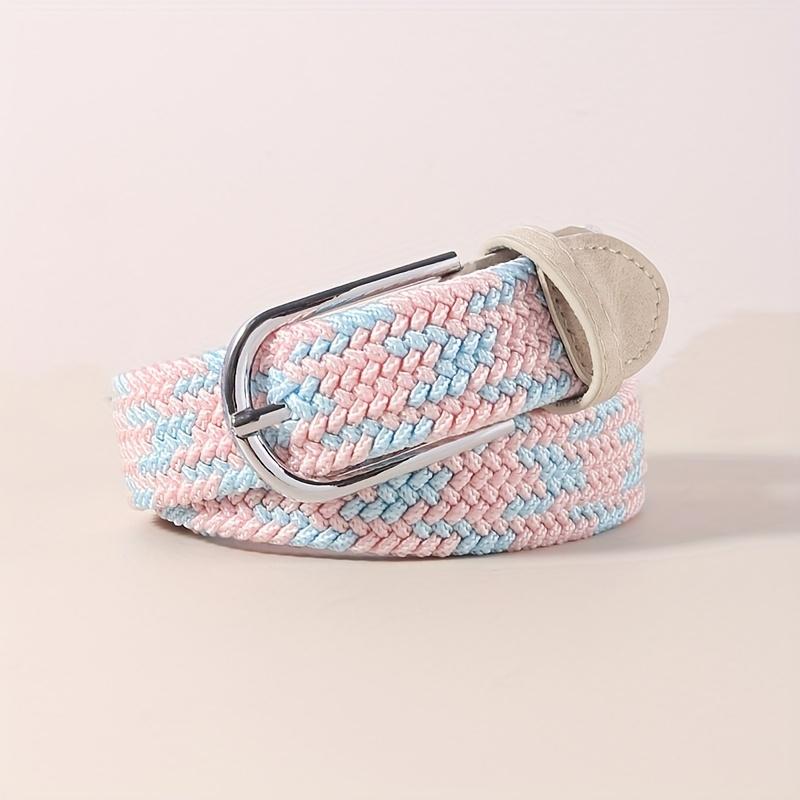No punching colorful belt women's versatile jeans canvas belt woven elastic elastic pin buckle student lazy cloth belt