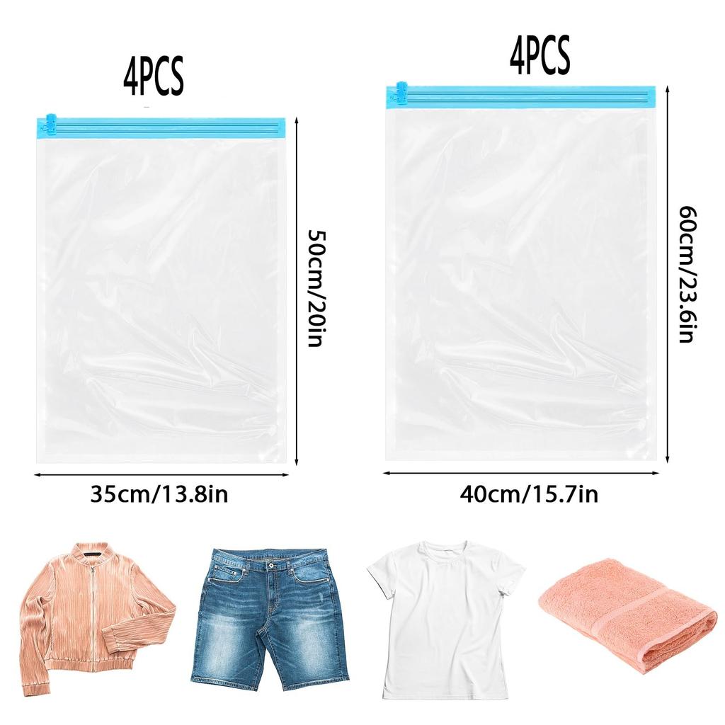 8 Pack Roll Up Compression Bags Vacuum Storage Bags Hand Roll Durable Space Saver Bags For Clothes Clothing Travel Accessories
