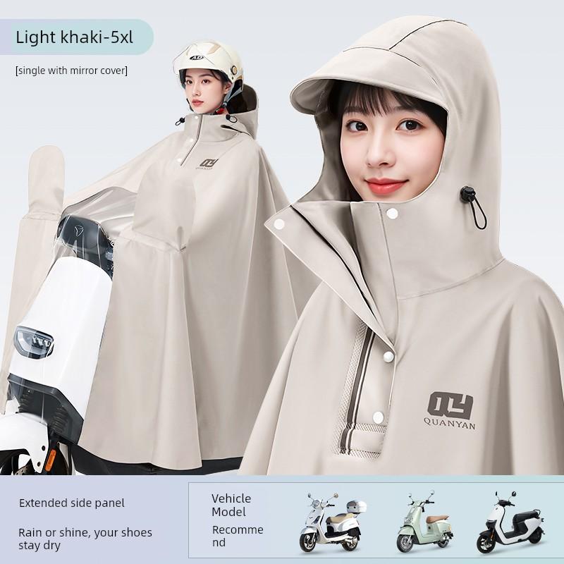 Electric Scooter Raincoat for Women, Single-Person, Long, Full-Body, Storm-Proof, Extra Large and Thick, Waterproof Poncho for Riding