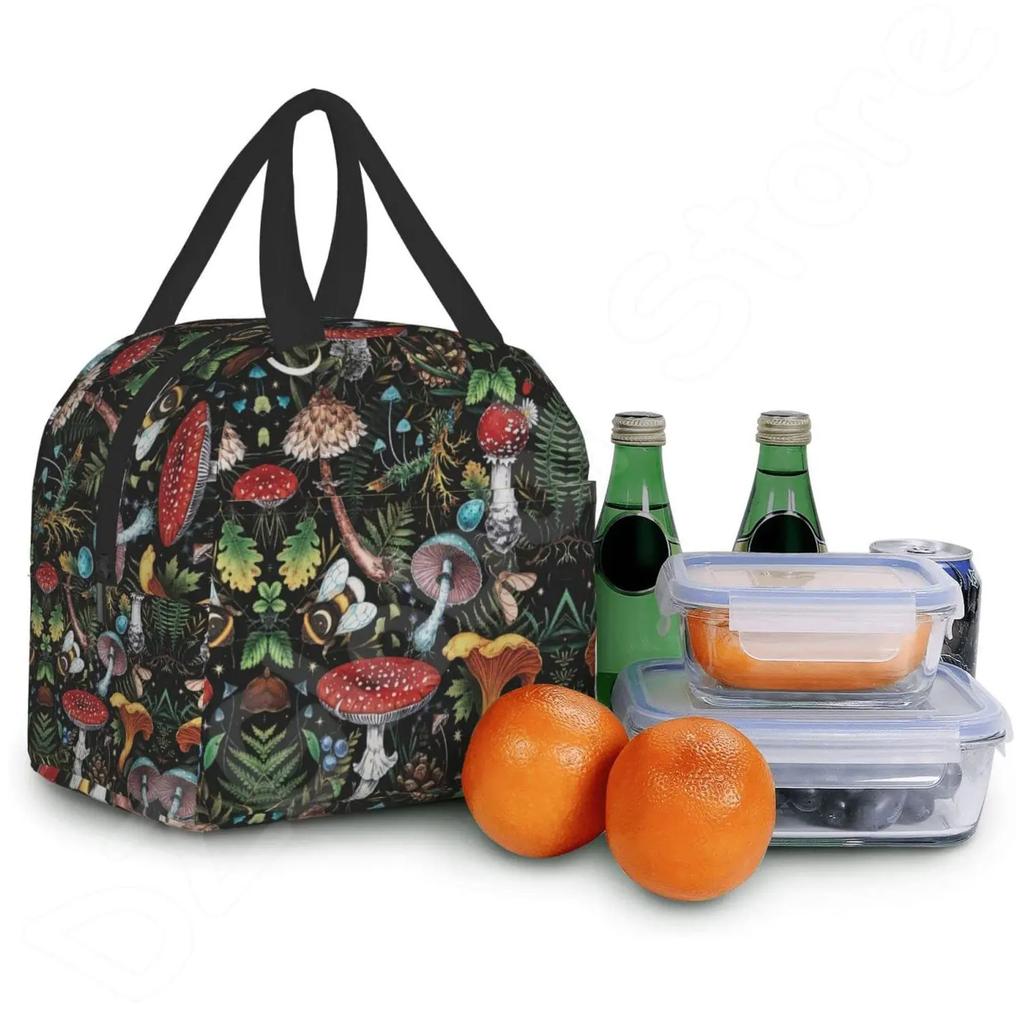 Сумка для ланча для женщин и мужчин с изображением грибов, многоразовая, изолированная, охлаждающая, ланч-бокс, милый, забавный контейнер, держатель для ланча, портативная сумка