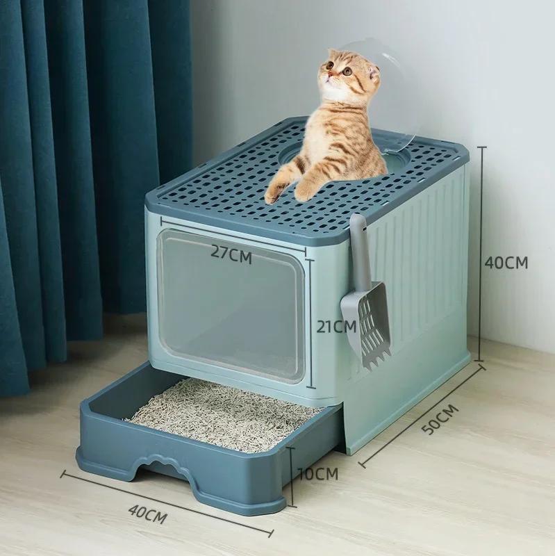 Totally Closed Anti-Splash Cat Litter Box Extra Large Drawer Type Detachable Odor Removal Household Cat Toilet Sandbox Daily Use