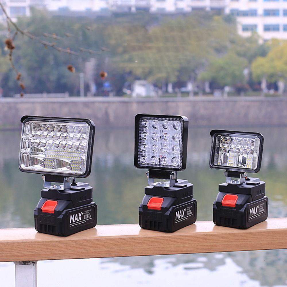 Portable 18V LED Work Light Li-ion Battery Charger Adapter Flood Lamp Handheld with USB Camping Lamp Outdoor