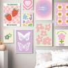 Danish Pastel Poster Aesthetic Colorful Canvas Painting Rainbow Purple Green Heart Butterfly Flower Wall Art Print Bedroom Decor