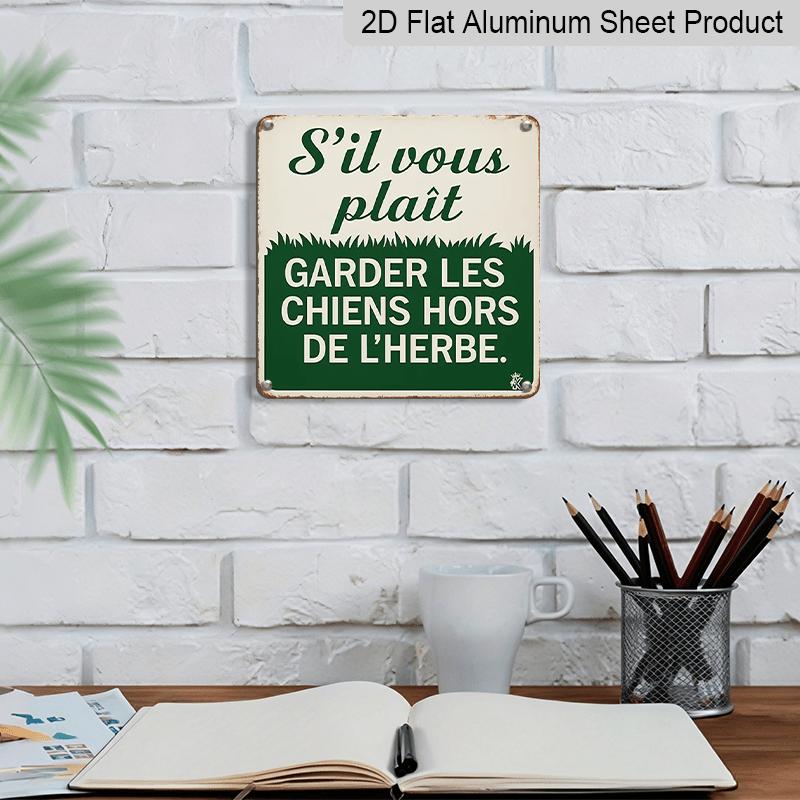 2D Flat 1pc - 2D Flat Signboard, Fun Warning Sign, No Dogs Allowed To Walk on The Lawn Sign, Retro Aluminum Sign, Courtyard Wall Art, No Dogs Allowed