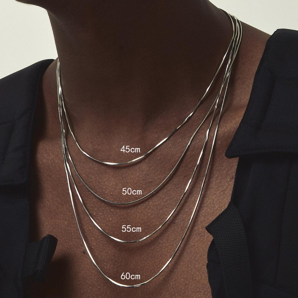 Simple Gold Square Snake Bone Chain Versatile Plain Chain Necklace Temperament Collarbone Chain Pendant Chain DIY Chain