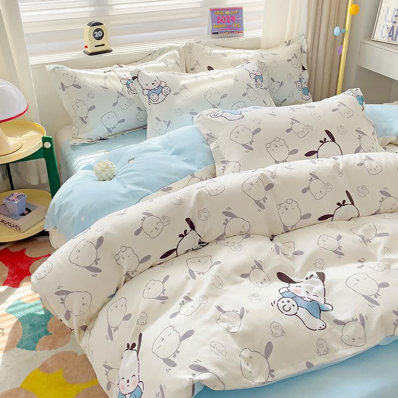 Утолщенный потертый комплект из четырех предметов, осенне-зимний комплект из хлопка из 4 предметов, простыня, пододеяльник, комплект наволочек, постельное белье.