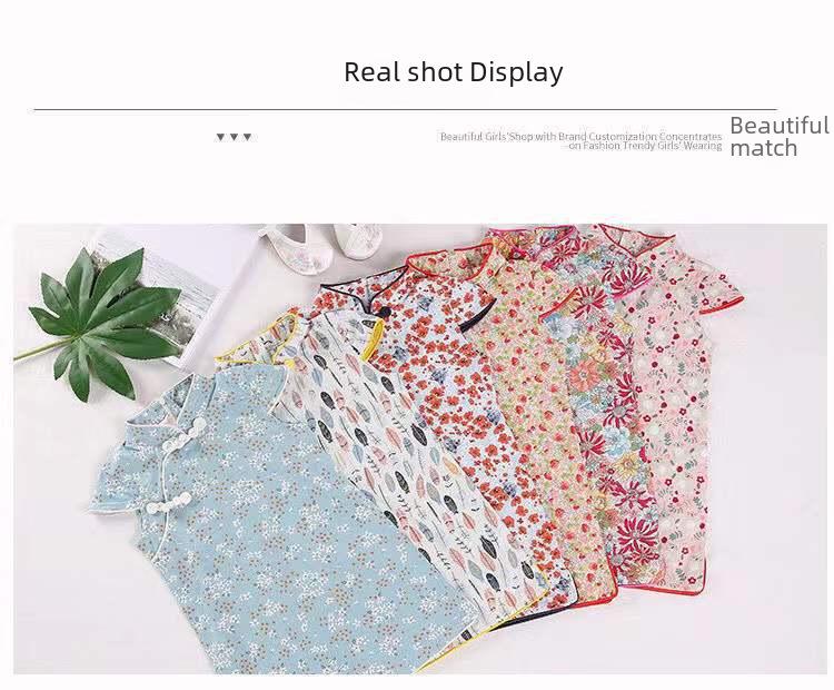 Летнее платье-ципао в стиле ретро для девочек в китайском стиле — наряд принцессы для малышек