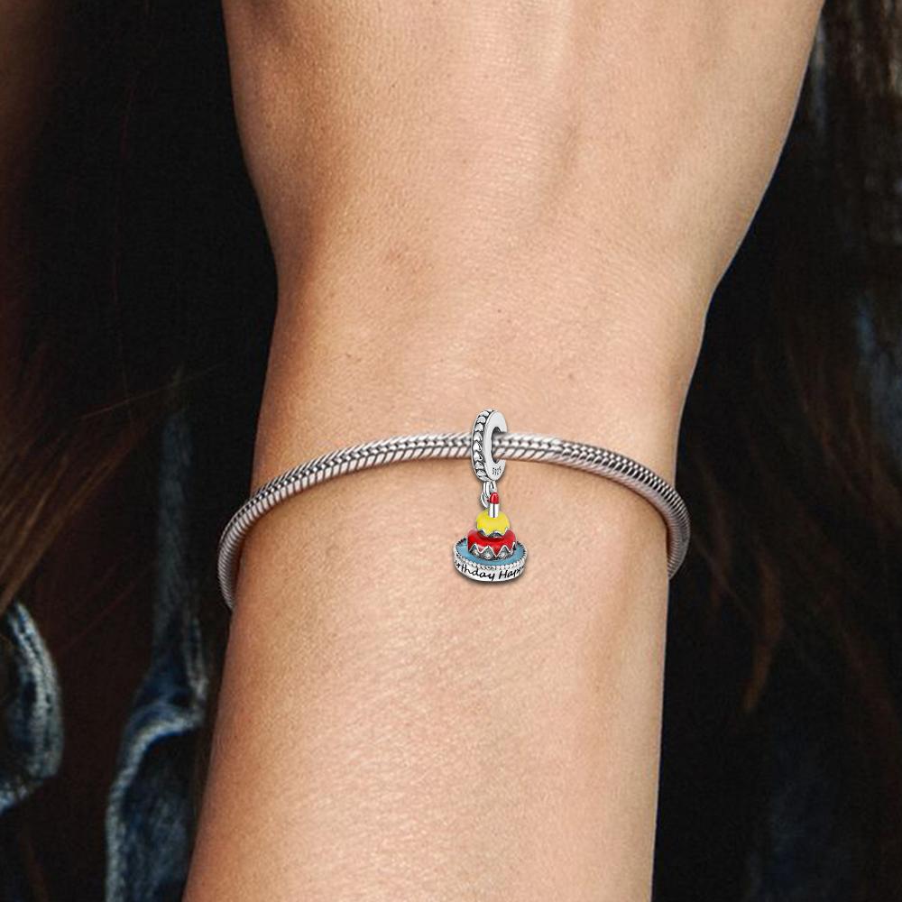 Оригинальный серебряный маленький кулон в форме торта S925, дорожные элементы, пригодные для пар, браслет, ожерелье, ювелирное изделие, подарок, изготовление своими руками