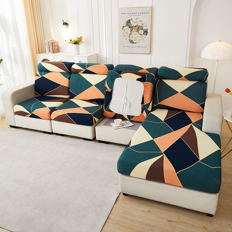 Геометрический чехол на подушку сиденья дивана, защита для мебели, высокоэластичный чехол для дивана для домашних животных, детей, эластичный, моющийся, съемный накидной чехол