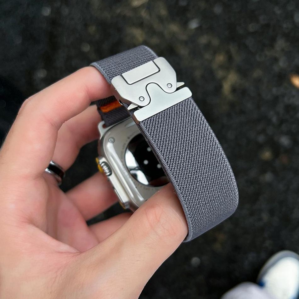 Спортивный нейлоновый ремешок для Apple Watch Band S11/10/9/8/7/SE/Ultra IWatch 49/46/45/44/42/41/40/38 мм Эластичный ремешок для часов с парашютной пряжкой