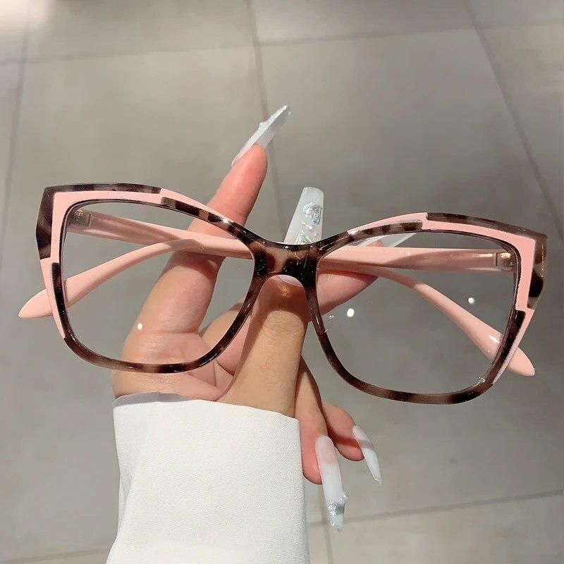 KAMMPT Oversized Cat Eye Women Glasses 2024 Fashion Ultralight Blue Light Blocking Eyewear New Original Computer Spectacles