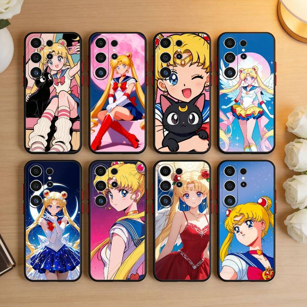 Мультяшный чехол для телефона D-Sailor M-Moons для Samsung S26, S25, S24, S23, S22, S21, S20, S30, Ultra, Plus, Fe, Note, 5G Черный чехол